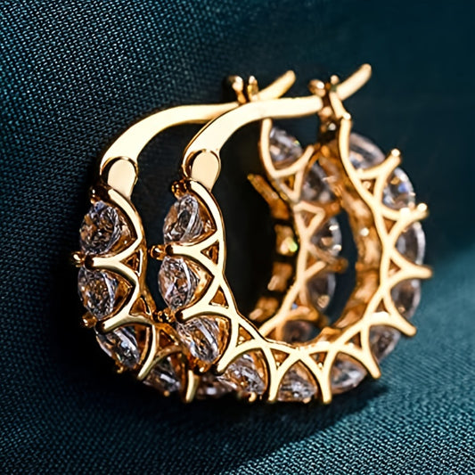 Gold Exquisite Zircon Hoop Earrings