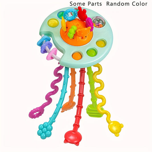 Silicone Pull String Activity Toy, Montessori Toys For Baby
