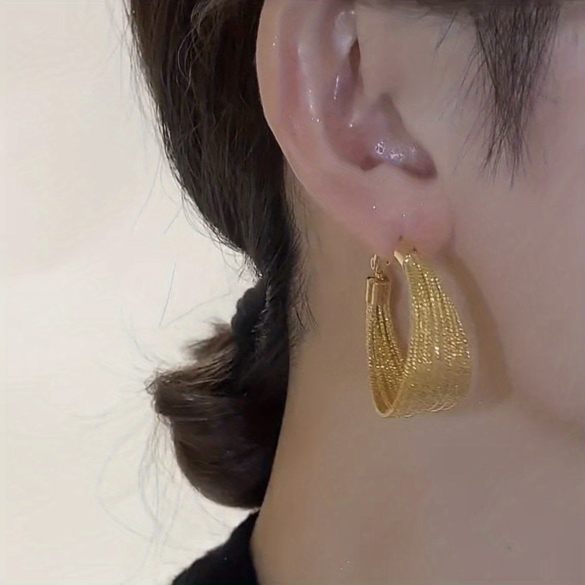 Golden Chunky Hoop Earrings, Zinc Alloy Plated Jewelry, Cool Party Jewelry