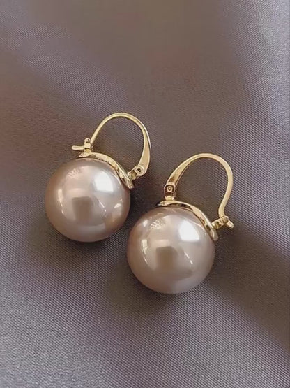 Exquisite Vintage Pearl Pendant Hoop Earrings - Zinc Alloy Jewelry with Imitation Pearls