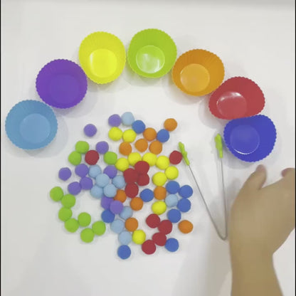 1 Set Children Clip Plush Ball Color Sorting Toy, Kids' Fine Motor Skills Training