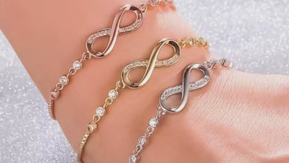 Infinity Symbol Thin Chain Bracelet Inlaid Shiny Faux Crystal Elegant Adjustable Hand Chain Bracelet