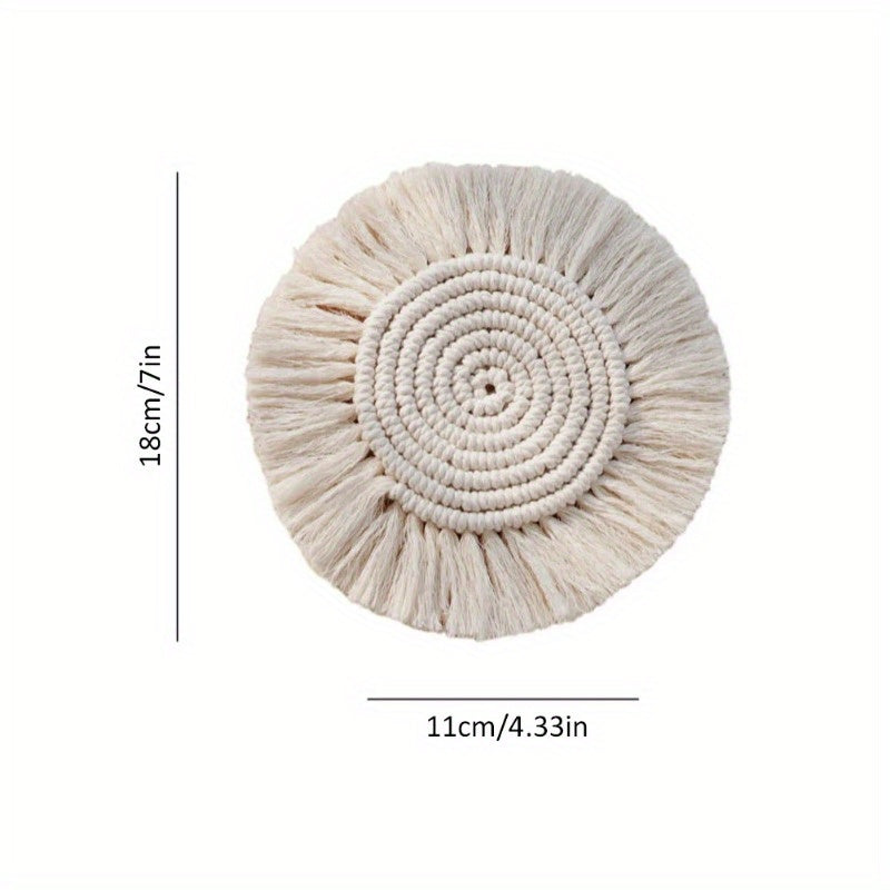 1Pc Round Cotton Braid Coaster Tassel Placemat Handmade Macrame Cup Cushion