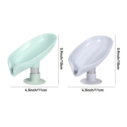 1pc Leaf Shape Soap Holder, Self Draining Soap Dish Holder With Suction Cup, For Shower, Bathroom, Kitchen Sink