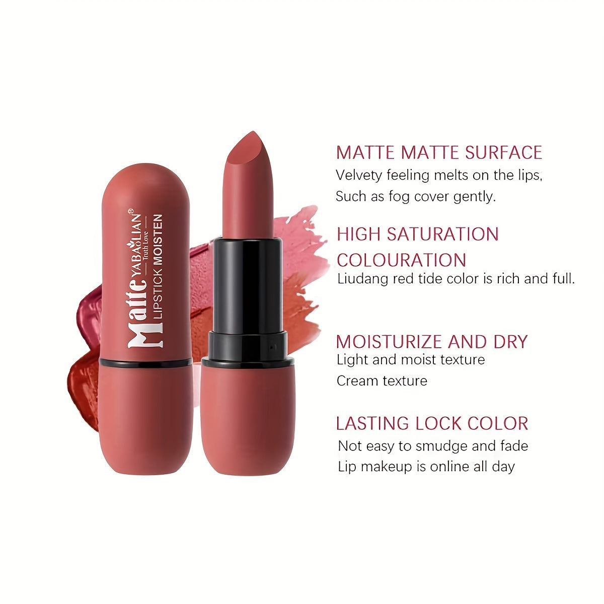 Matte Finish Lipstick Set That Doesn't Easily Smudge, Waterproof, And Prevents Stick Cup