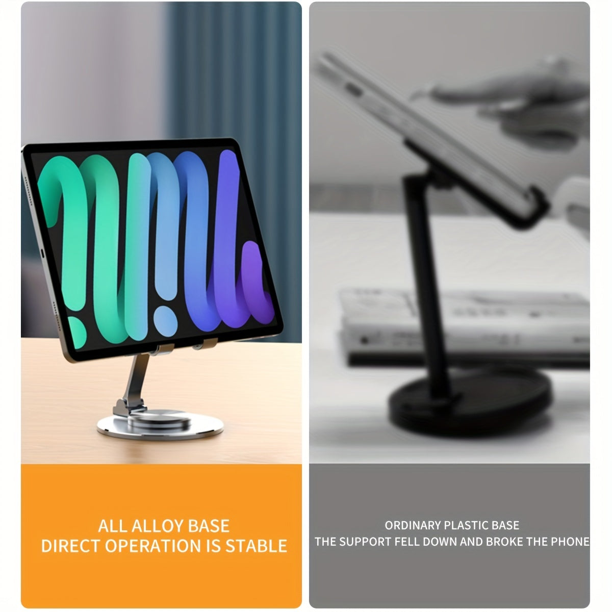 Aluminum Alloy Holder Phone And Tablet, Stand For Desktop, 360 Degree Rotatable Mobile Phone Foldable Stand