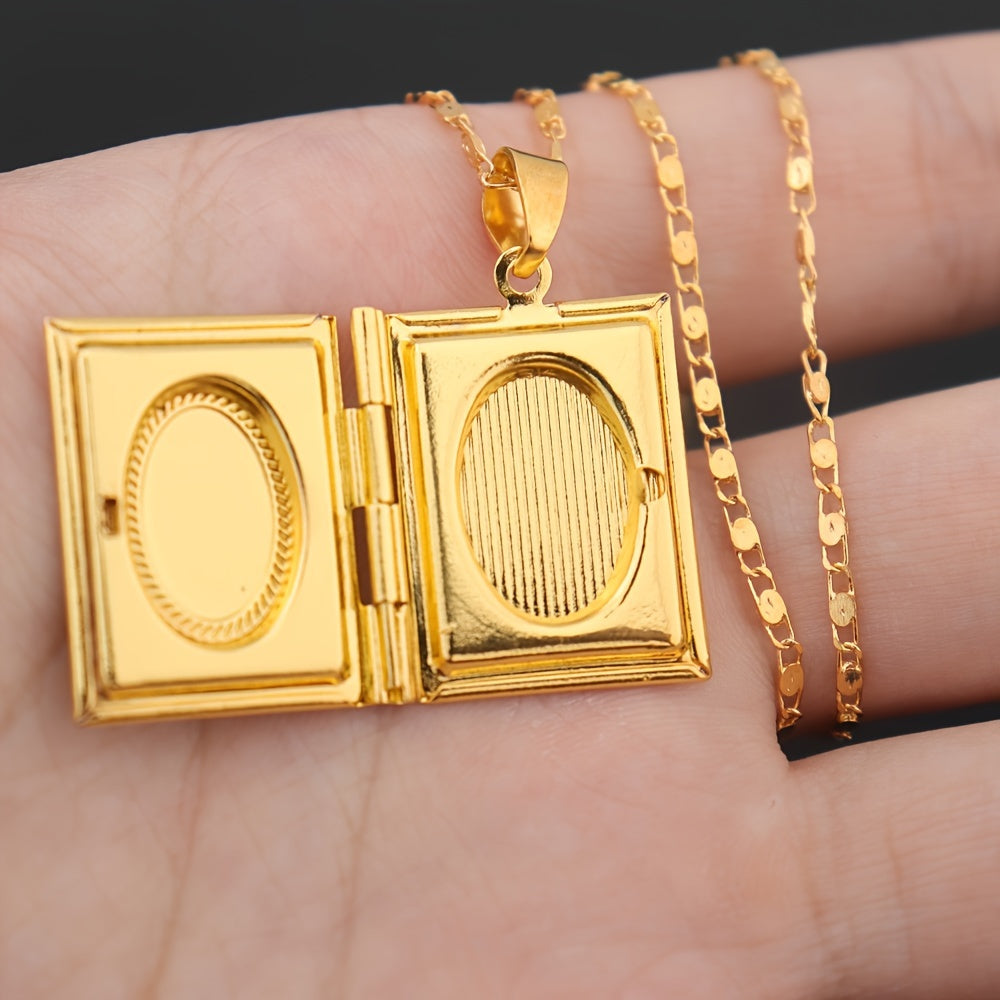 Necklace Casual Jewelry Gold Plated Photo Box Design Pendant Necklace