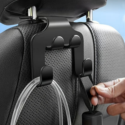 2pcs Storage Racks, Multi-Functional Car Headrest Hooks With Concealed Phone Holder, Durable Plastic Sundries Storage Holder,