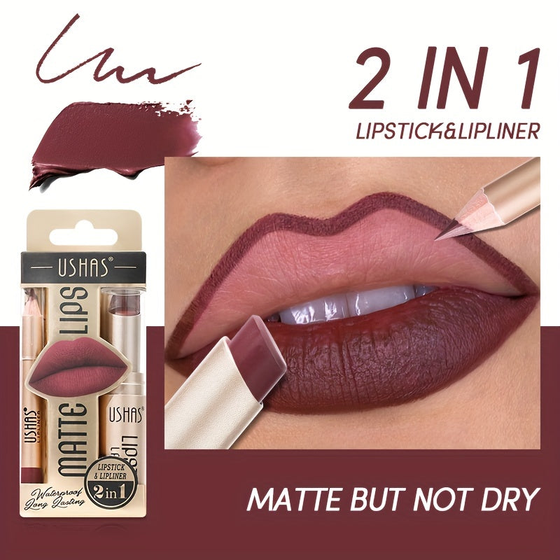 Gold Box Matte Lipstick + Lip Liner Lasting Waterproof