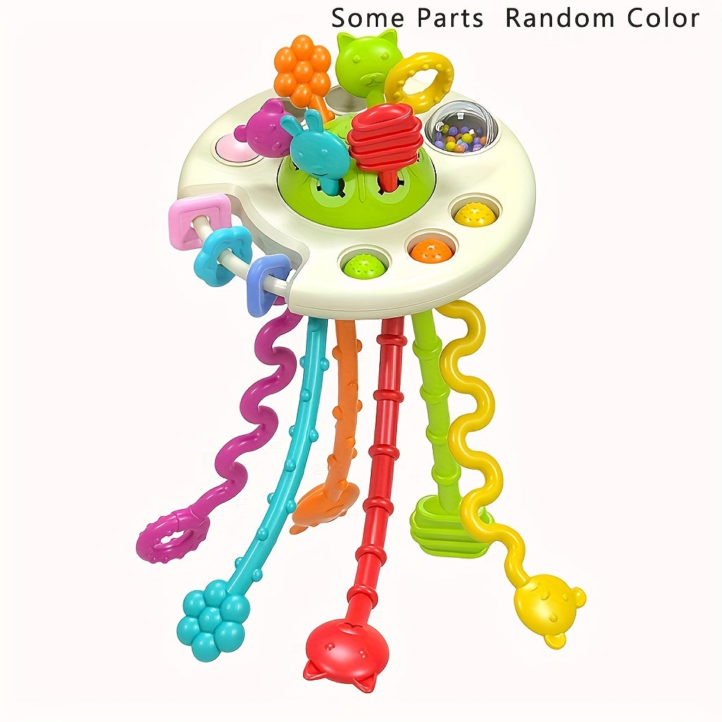 Silicone Pull String Activity Toy, Montessori Toys For Baby