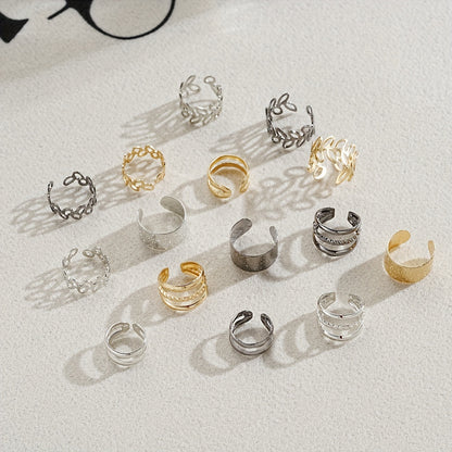 Leaf 5pcs Cutout Ear Clips Fitting One Ear