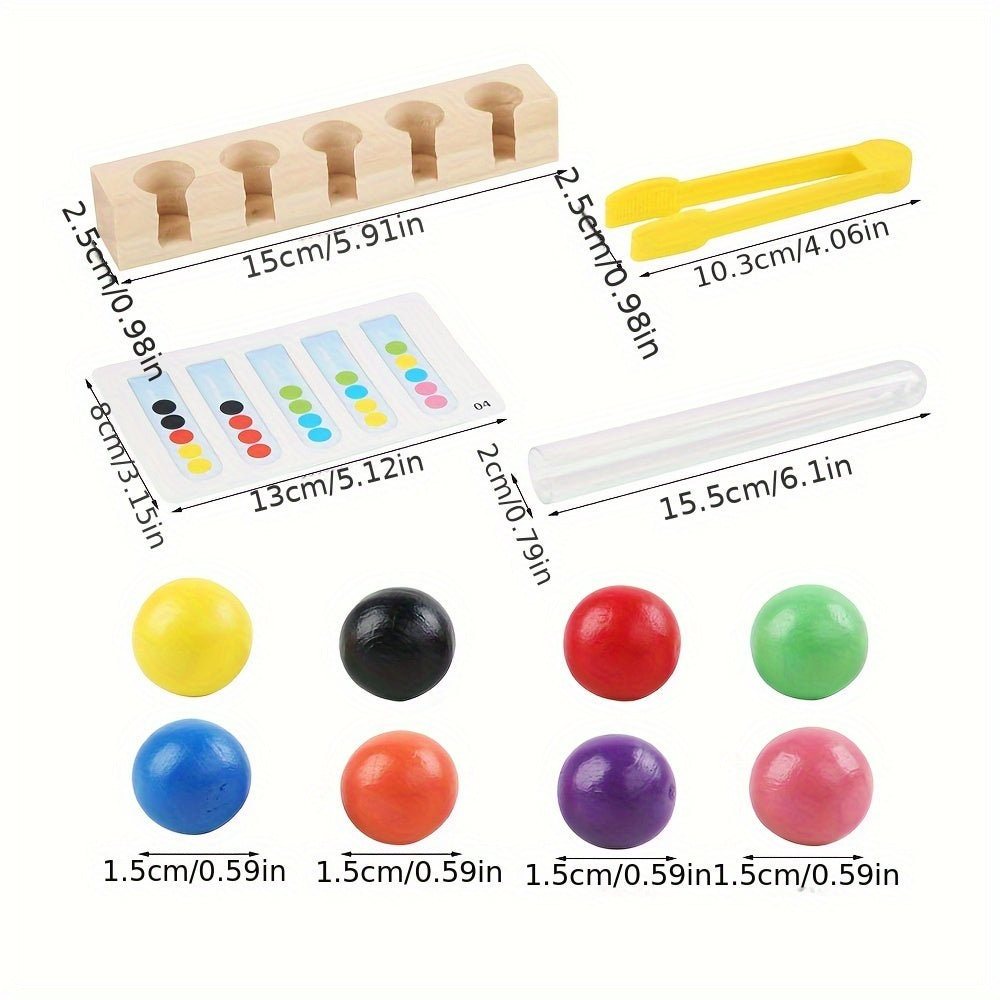 Clip Beads Test Tube Toy, Rainbow Beads Game Color Sorting Toys Counting Matching Game Bead Counting