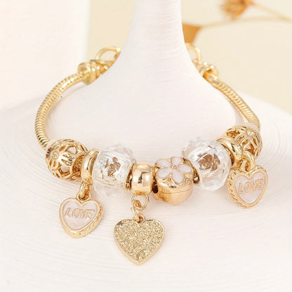 Simple Style Inlaid Shiny Rhinestone Pendant Bracelet Elegant Copper Hand Jewelry Decoration For Women