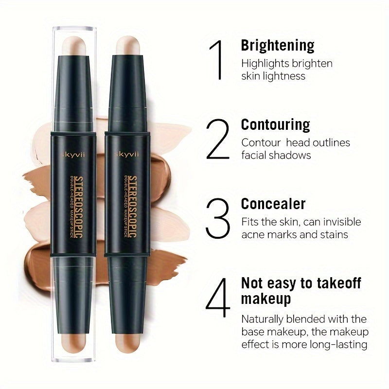Contouring Stick With Double-headed, Dual-purpose Concealer Highlighter