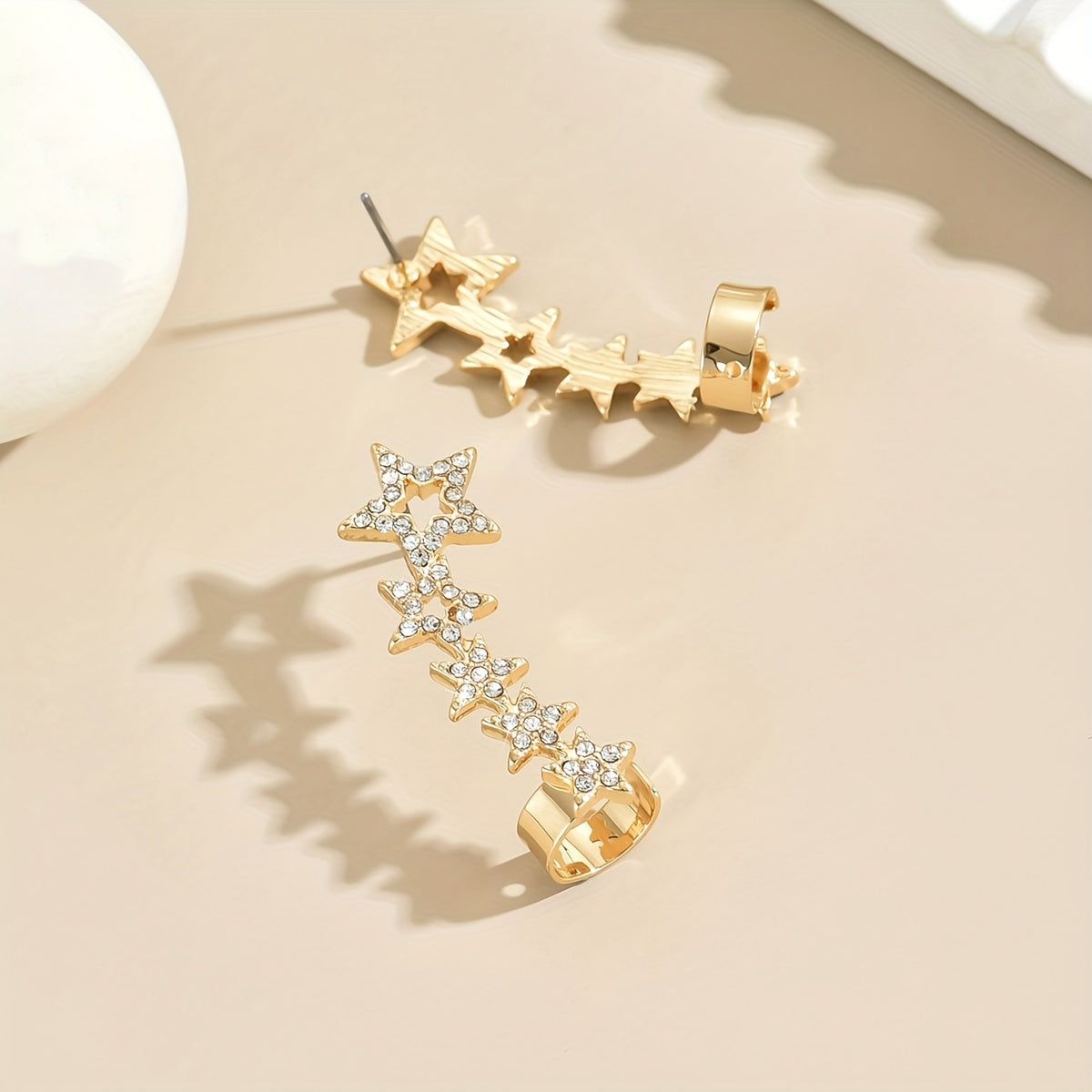 Exquisite Sparkly Artificial Diamond Decor Stars Design Stud Earrings